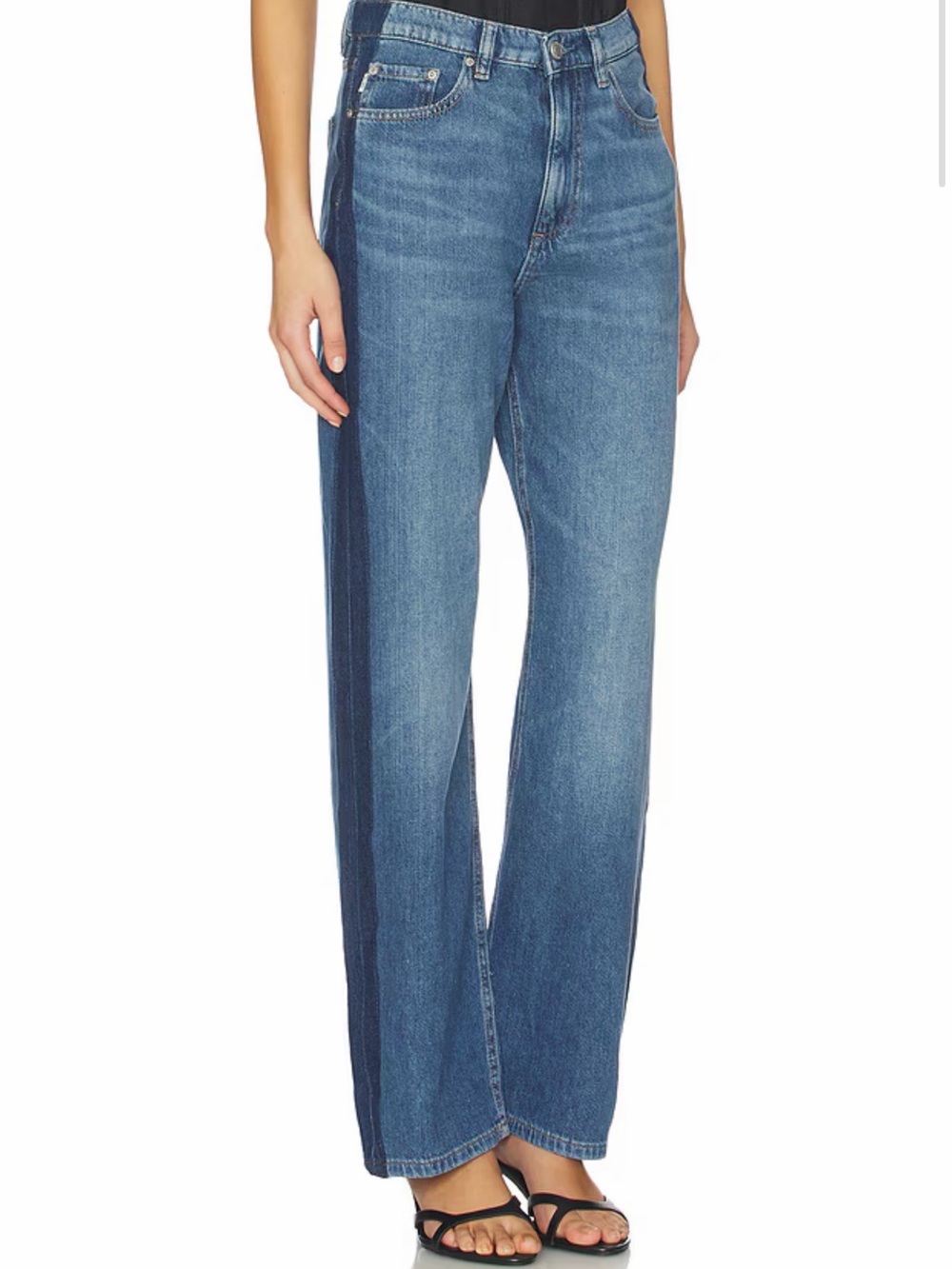 DL1961 Two-Tone Blue Wide-Leg Jeansx